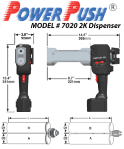 200 x 200ml 7000 Series Cordless Two Component Cartridge Dispenser, 20V